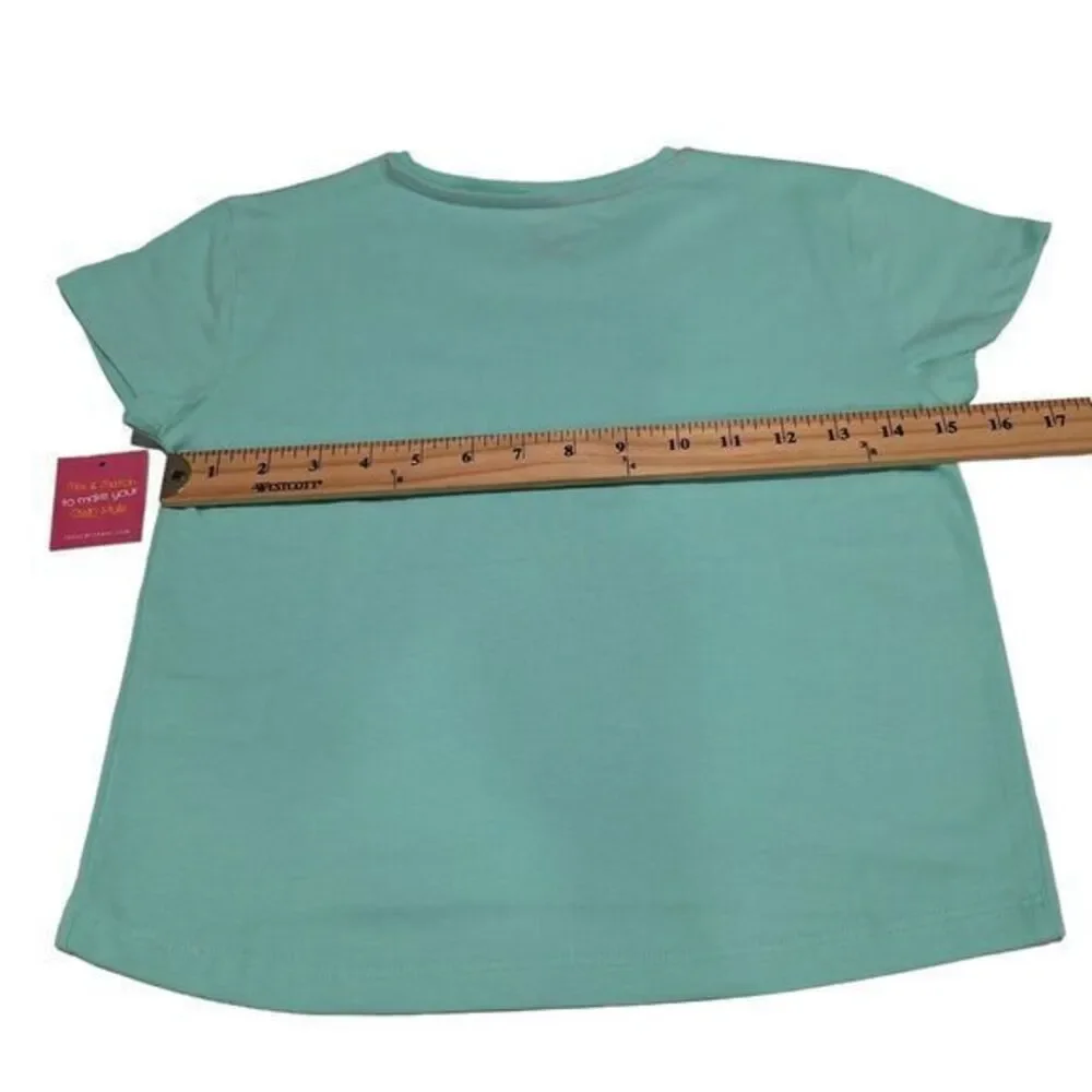 New 3 piece set of blouse and shorts‎ for girl pink/Green size 7/8